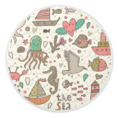 Sonniges Sommermuster mit Schiffen Keramikknauf (Vorderseite)