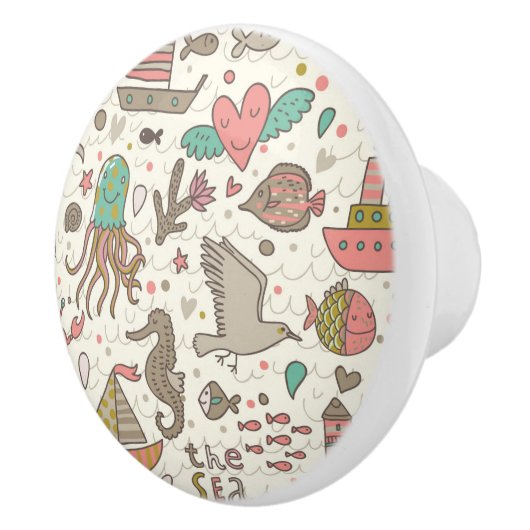 Sonniges Sommermuster mit Schiffen Keramikknauf (Rechts)