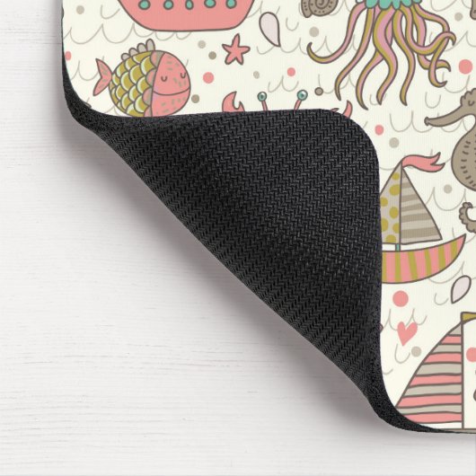 Sonniges Sommermuster mit Schiffen Mousepad (Ecke)