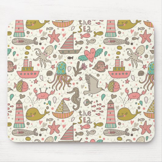 Sonniges Sommermuster mit Schiffen Mousepad (Vorne)