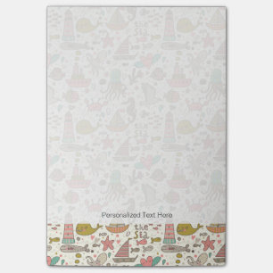 Sonniges Sommermuster mit Schiffen Post-it Klebezettel