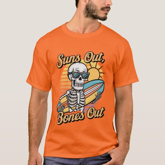 Sonniges Surfskelett T-Shirt (Vorderseite)