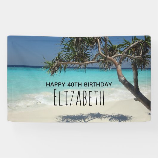 Sonniges Tropical Beach Ocean Paradise Geburtstag Banner (Horizontal)