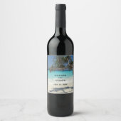 Sonniges Tropical Beach Ocean Paradise Hochzeit Weinetikett (Vorderseite)