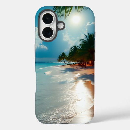 Sonniges Tropical Beach Palm Trees Case-Mate iPhone Hülle (Rückseite)