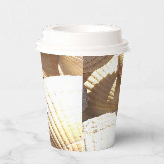 Sonniges tropisches Seashells Beach Hochzeitsfest Pappbecher (Rechts)