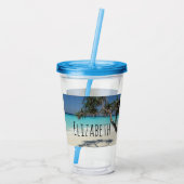 Sonniges tropisches Strandparadies Acryltrinkbecher (Rückseite)