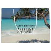 Sonniges tropisches Strandparadies Große Geschenktüte (Rückseite)