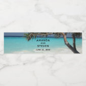 Sonniges tropisches Strandparadies Hochzeitwasser Wasserflaschenetikett (Einzelnes Label)