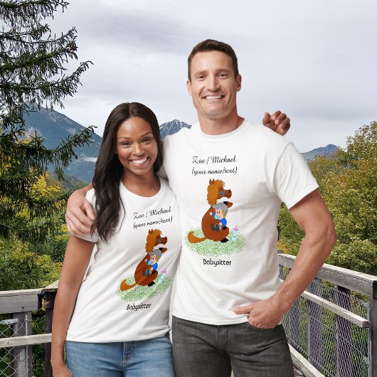 Sonniges und niedliches Pony mit Baby - Babysitter T-Shirt