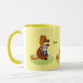 Sonniges und niedliches Pony mit Baby - Babysitter Tasse (Links)