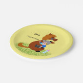 Sonniges und niedliches Pony mit Babydusche Pappteller (Schrägansicht)