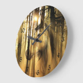 Sonniges Waldpferd Große Wanduhr (Winkel)