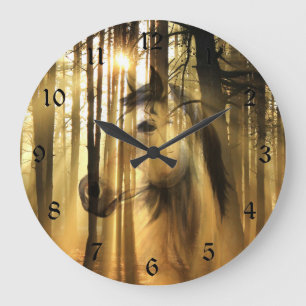 Sonniges Waldpferd Große Wanduhr