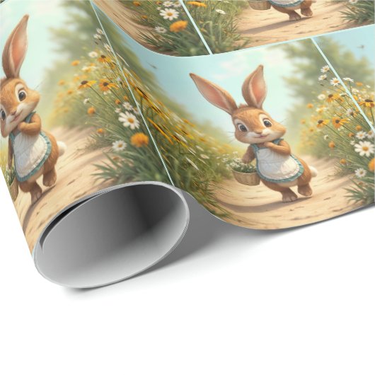 Sonniges Wandern mit einem Blume-Korb Geschenkpapier (Rolleneckpunkt)