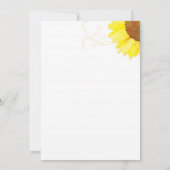 Sonniges Wasserfarben Sonnenblumen Blumen Brautpar Einladung (Rückseite)