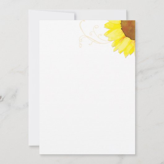 Sonniges Wasserfarben Sonnenblumen Blumen Brautpar Einladung (Rückseite)
