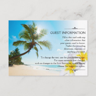 Sonnshine Beach Palm Trees Plumerias Hochzeitsinfo Begleitkarte