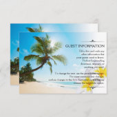 Sonnshine Beach Palm Trees Plumerias Hochzeitsinfo Begleitkarte (Vorne/Hinten)
