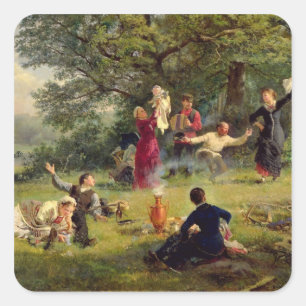 Sonntag, 1884 quadratischer aufkleber