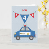 Sonntag, 4. Geburtstag Blue Police Car Karte (Gelbe Blume)