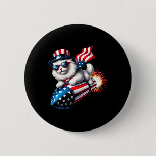 Sonntag, 4. Juli Patriotische Katzenrakete mit Fir Button