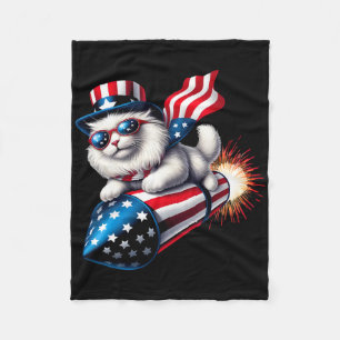 Sonntag, 4. Juli Patriotische Katzenrakete mit Fir Fleecedecke