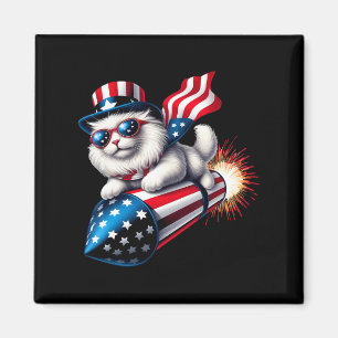 Sonntag, 4. Juli Patriotische Katzenrakete mit Fir Magnet