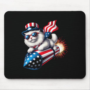 Sonntag, 4. Juli Patriotische Katzenrakete mit Fir Mousepad