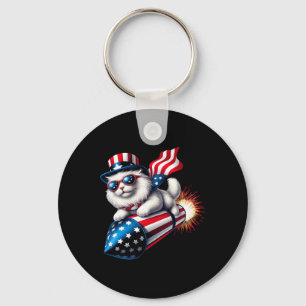 Sonntag, 4. Juli Patriotische Katzenrakete mit Fir Schlüsselanhänger