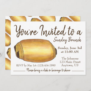 Sonntag Frühstück Brunch Pain au Chocolat Croissan Einladung