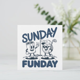 Sonntag Funday Golf Lustiges Golf Golfspieler Retr Einladung