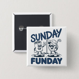 Sonntag Funday Golf Lustiges Golfen Golfer Retro Button