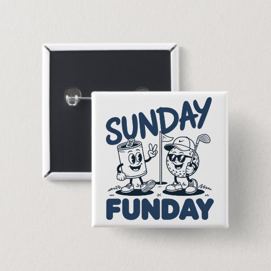 Sonntag Funday Golf Lustiges Golfen Golfer Retro Button (Vorne & Hinten)
