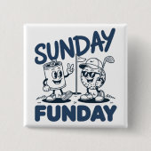 Sonntag Funday Golf Lustiges Golfen Golfer Retro Button (Vorderseite)