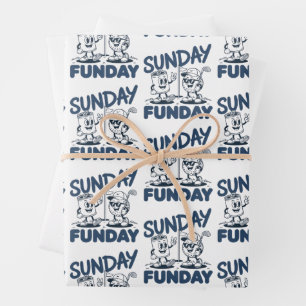 Sonntag Funday Golf Lustiges Golfen Golfer Retro Geschenkpapier Set