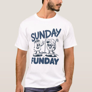 Sonntag Funday Golf Lustiges Golfen Golfer Retro T-Shirt