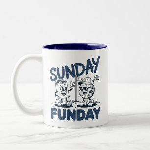 Sonntag Funday Golf Lustiges Golfen Golfer Retro Zweifarbige Tasse