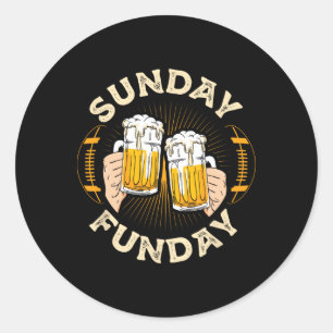 Sonntag Funday Lustiges Fußballgeschenk Sportliebh Runder Aufkleber