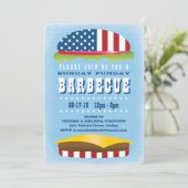 Sonntag Funday Patriotic Burger Barbecue Einladung (Stehend Vorderseite)