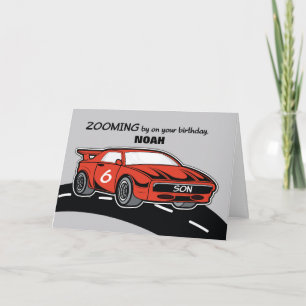 Sonntag im 6. Lebensjahr Red Sports Car Karte
