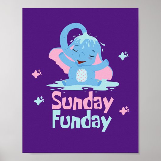 Sonntag lustiger Tag Kawaii lustiger Elefant Dusch Poster (Vorne)