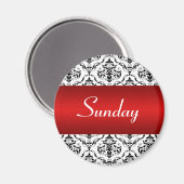 Sonntag Rot - Damask Magnet (Vorderseite/Rückseite)