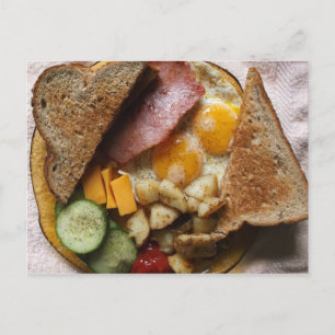 Sonntagmorgen Schinken und Eier Pop Art Postkarte