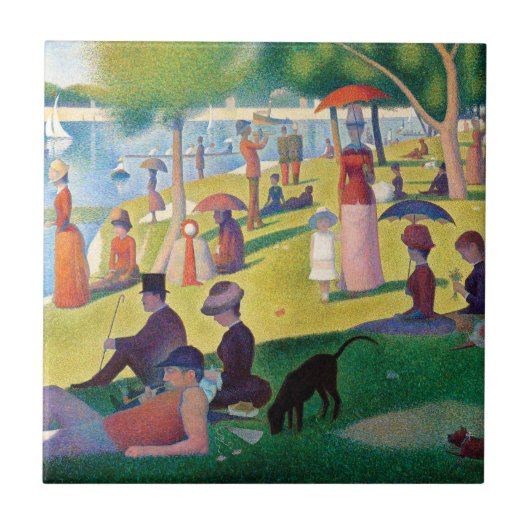 Sonntagnachmittag in La Grande Jatte von Seurat Fliese (Vorderseite)