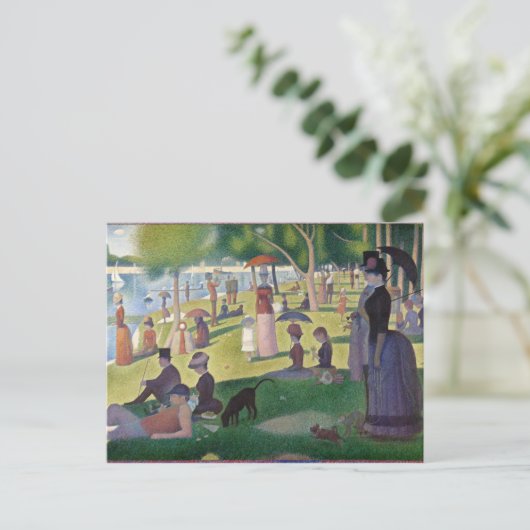 Sonntagnachmittag Seurat Neo Impressionist Malerei Postkarte (Stehend Vorderseite)