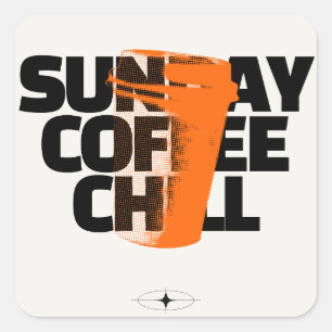 Sonntags-Coffee-Chill - Urban Halftone-Grafik-Zita Quadratischer Aufkleber