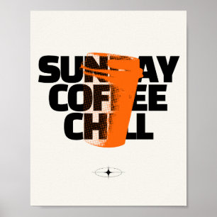 Sonntags-Coffee-Chill - Urbanes Halftone-Grafik-Zi Poster
