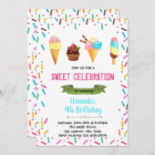 Sonntags-Eiscremebecher-Party-Geburtstagseinladung Einladung (Vorne/Hinten)