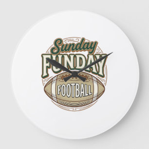 Sonntags-Spaß-Fußball-Vintage-Shirt-Design_1 Große Wanduhr